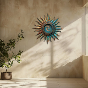 Celestial spiral sun metal wall art rustic southwestern decor 6