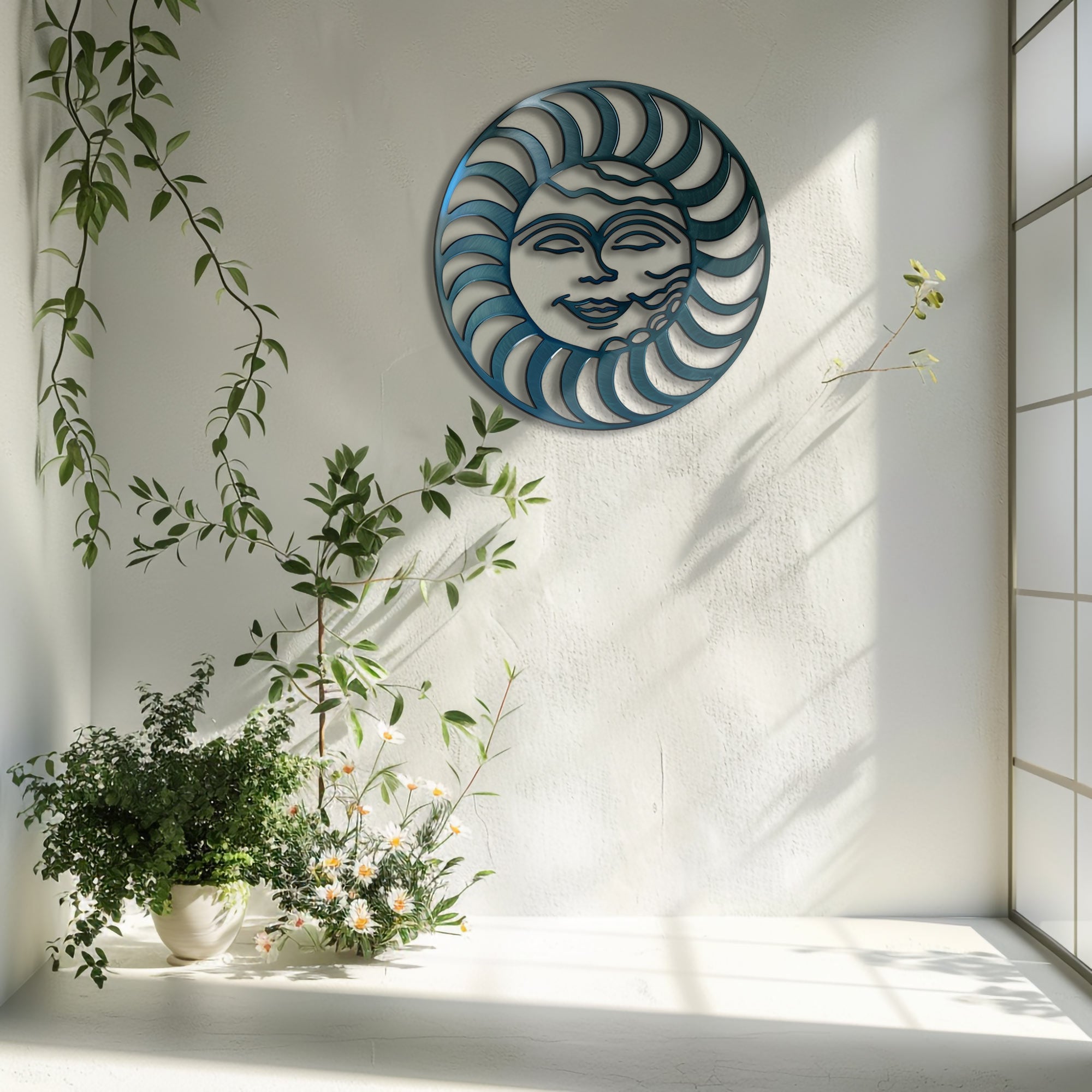 Celestial sun face metal wall art boho southwestern decor 6