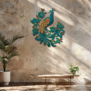 Peacock Floral UV printed aluminum metal wall art for botanical patio garden and living room decor 7
