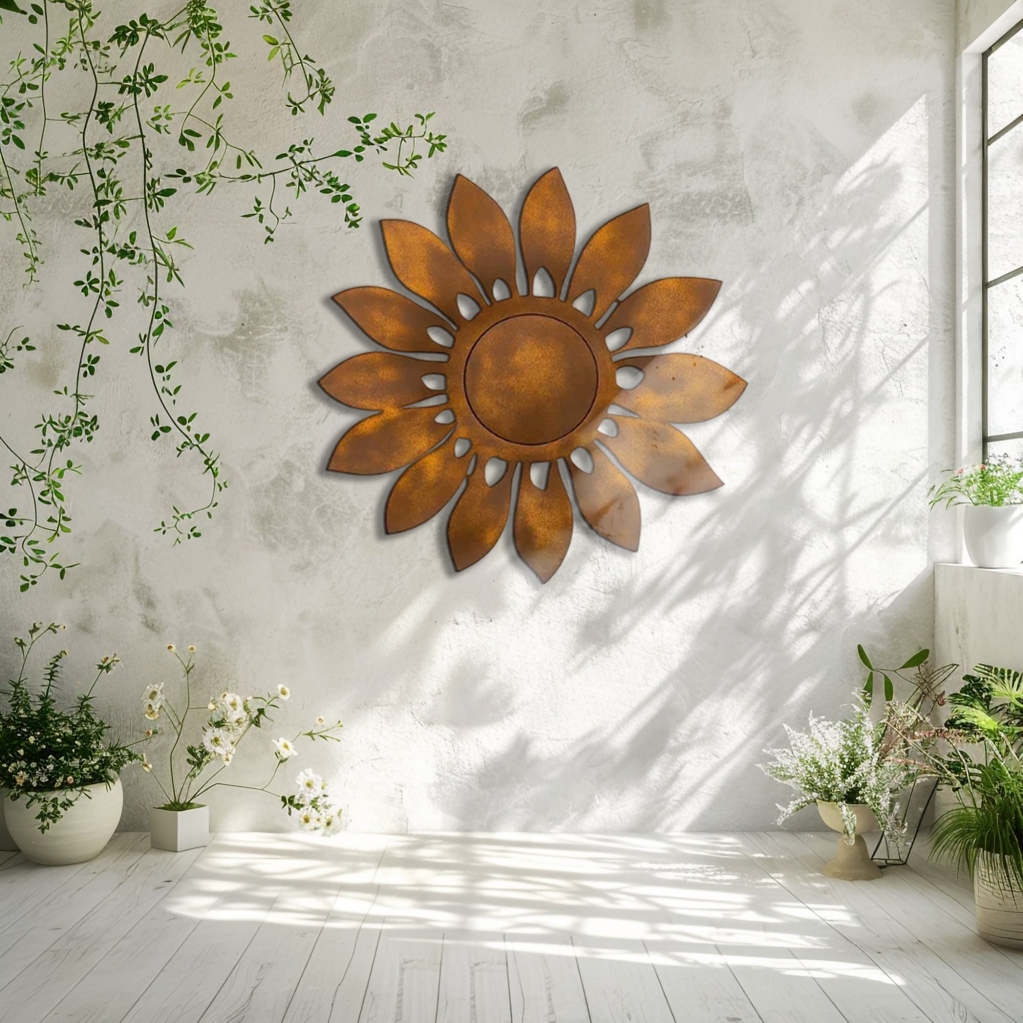 Rustic Sunflower UV printed aluminum metal wall art for outdoor garden patio and farmhouse decor 6