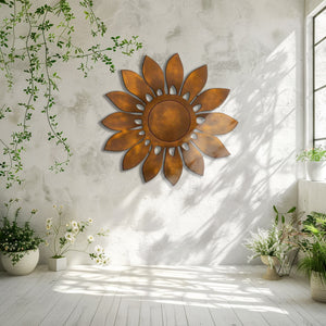Rustic Sunflower UV printed aluminum metal wall art for outdoor garden patio and farmhouse decor 6