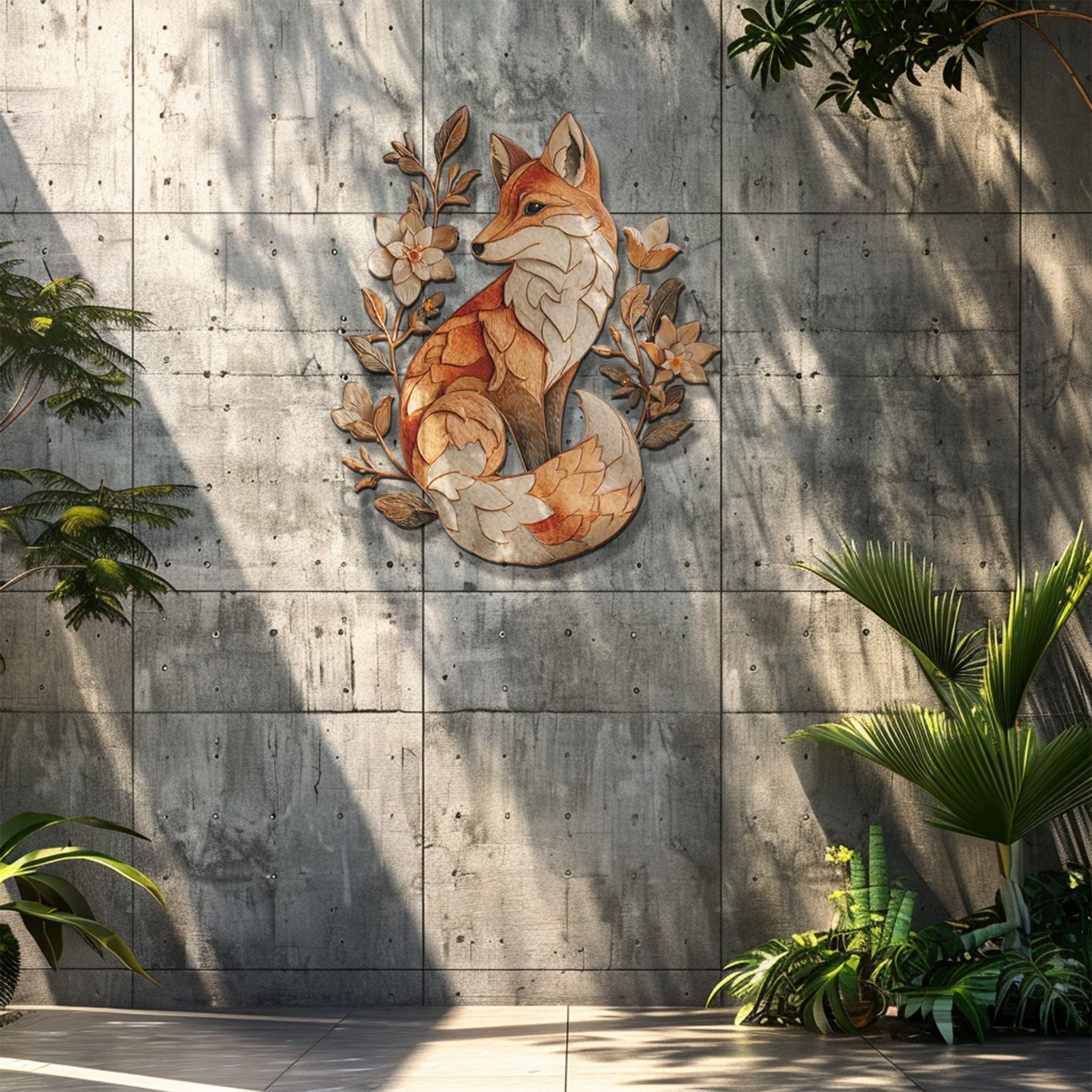 Fox Floral UV printed aluminum metal wall art for woodland living room bedroom and nursery decor 6