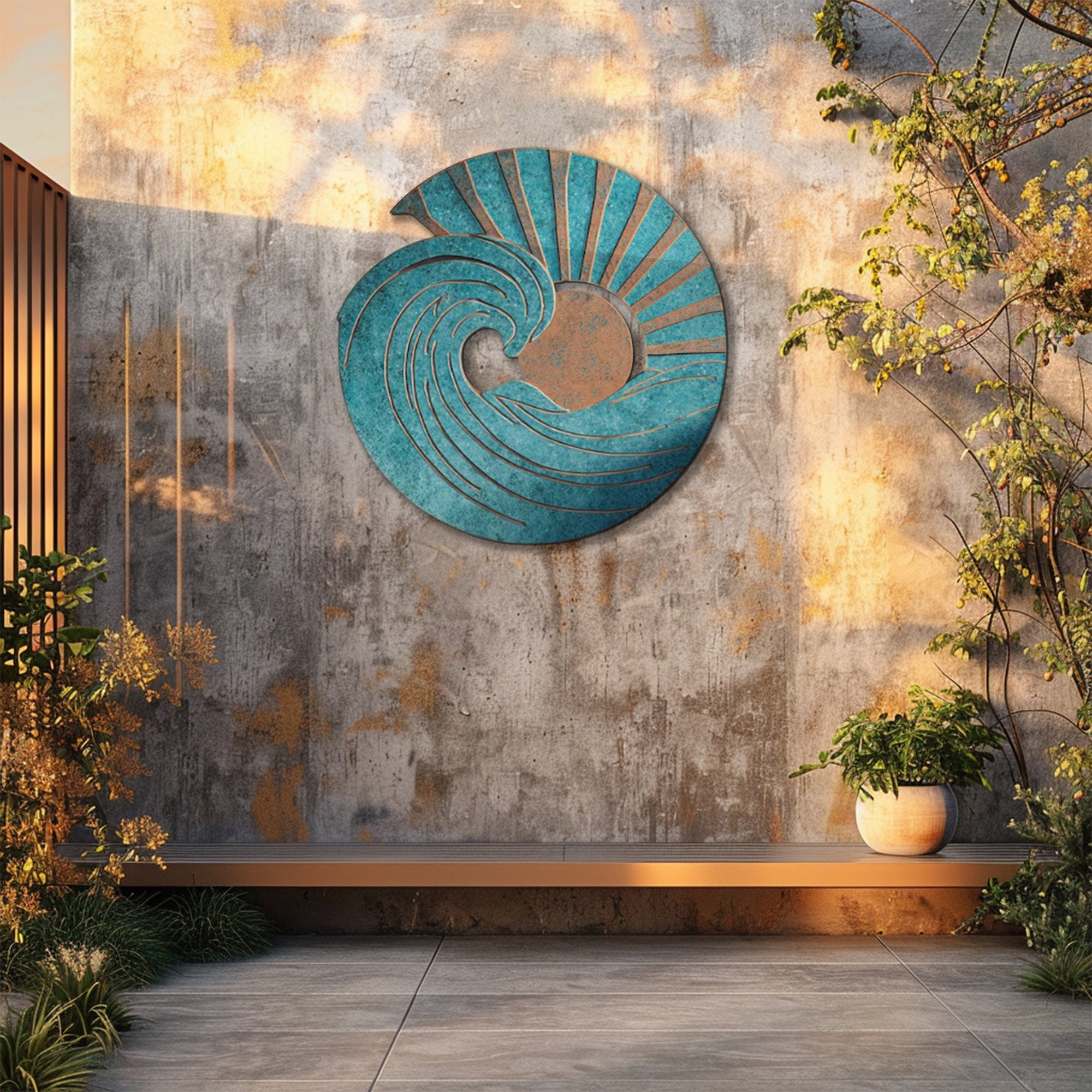 Ocean Wave Sunrise UV printed aluminum metal wall art for coastal beach house living room and patio decor 6