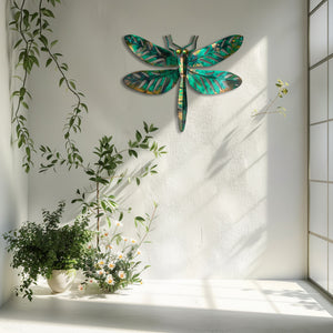 Tropical dragonfly metal wall art with botanical wings aluminum wall decor 6