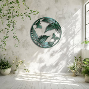Fern butterfly metal wall art botanical garden decor 6