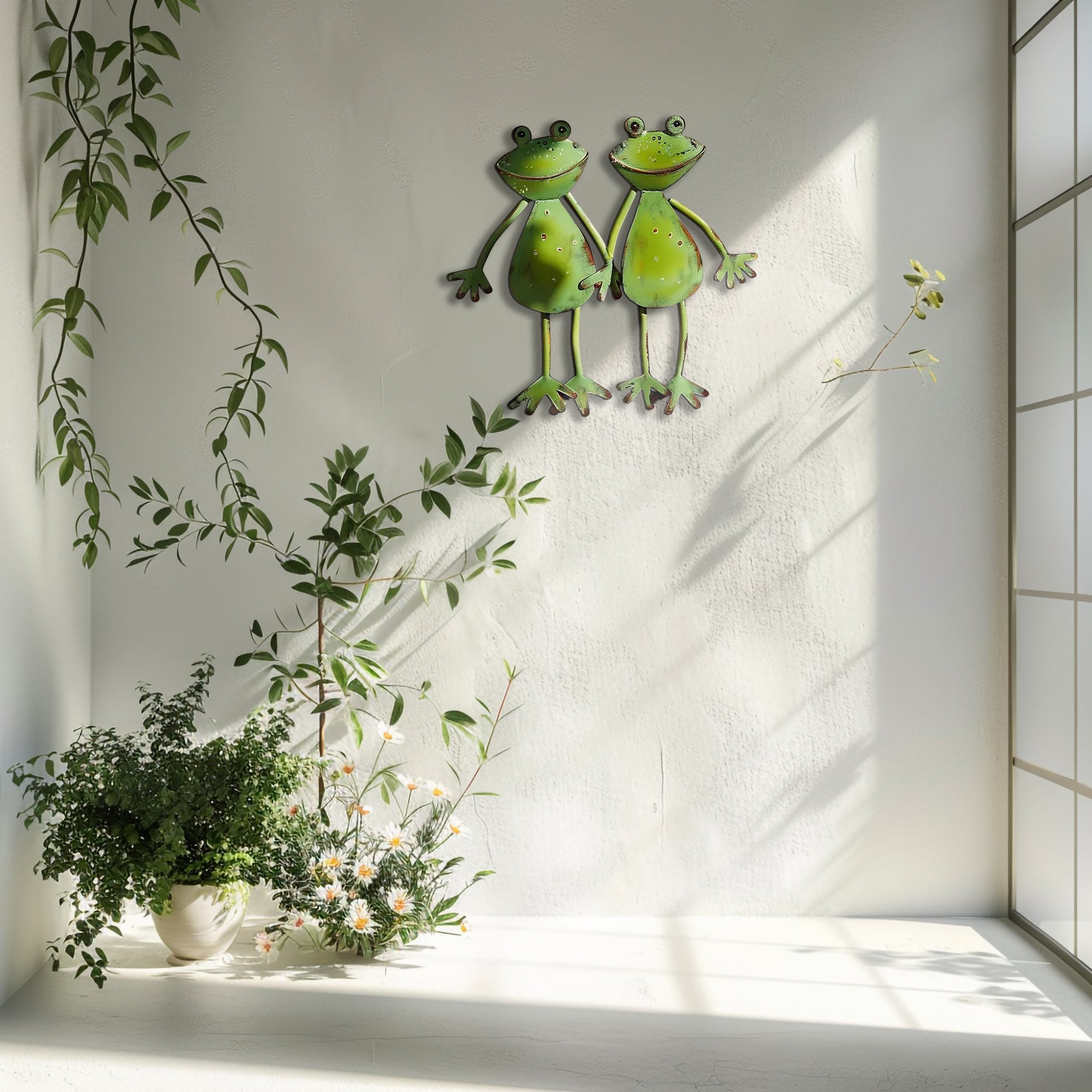 Cute frog pair metal wall art whimsical garden aluminum wall decor 6