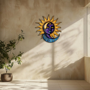 Celestial metal wall art with faux 3D cosmic artwork for spiritual decor 6