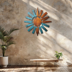Rustic sunburst metal wall art southwestern outdoor aluminum wall decor 6