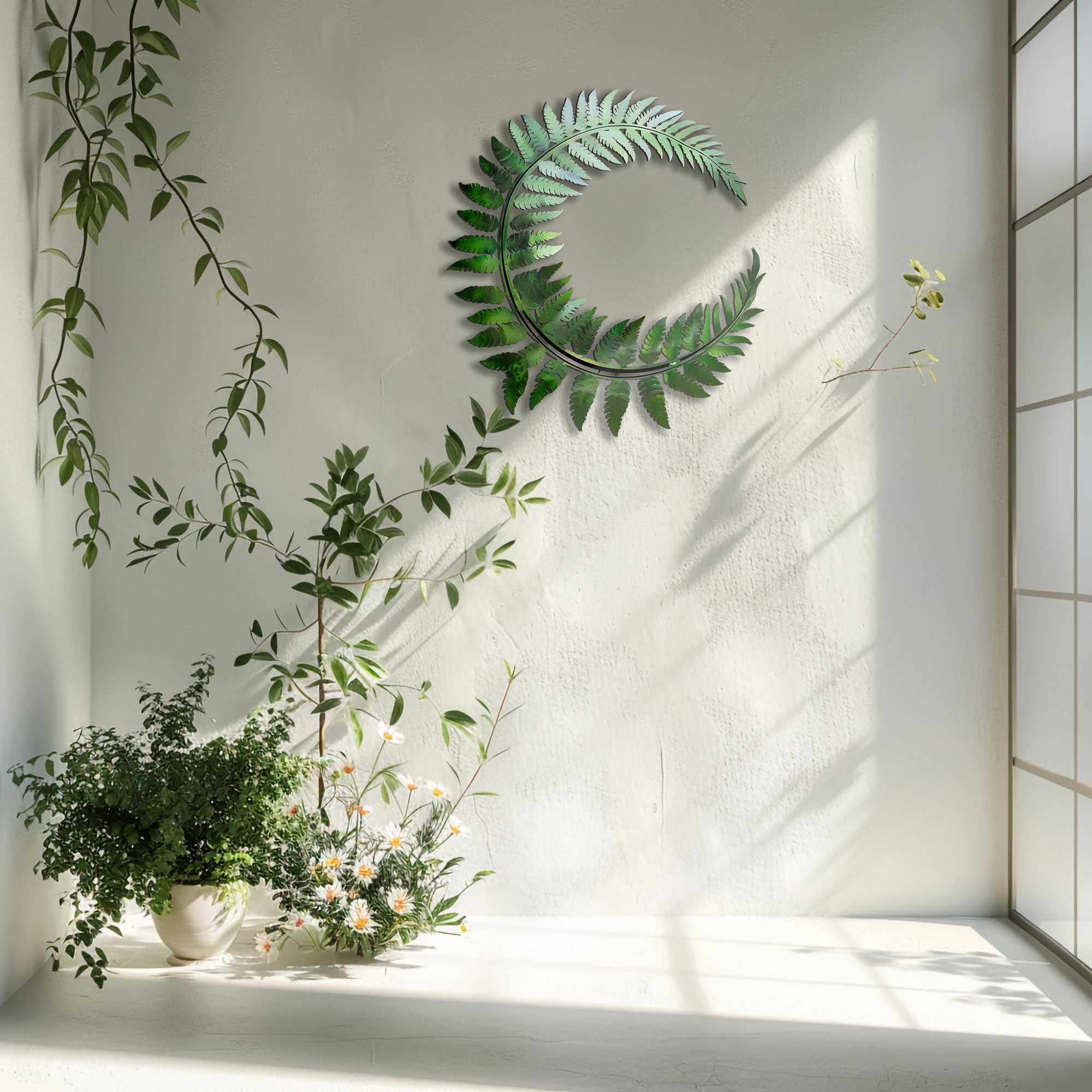 Fern wreath metal wall art botanical tropical decor 6