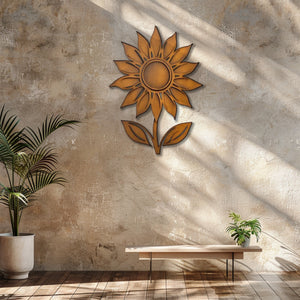 Rustic Sunflower Stem UV printed aluminum metal wall art for outdoor garden patio and farmhouse decor 8