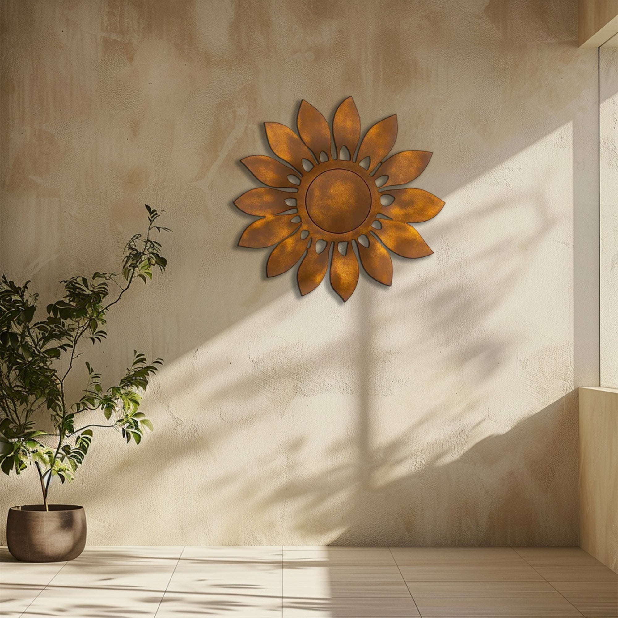 Rustic Sunflower UV printed aluminum metal wall art for outdoor garden patio and farmhouse decor 7