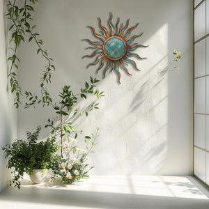 Turquoise sun metal wall art rustic southwestern outdoor wall decor 7
