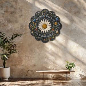 Be Kind Daisy Peace UV printed aluminum metal wall art for dark floral living room bedroom and patio decor 8