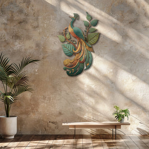 Peacock Leaf UV printed aluminum metal wall art for tropical patio garden and living room decor 8