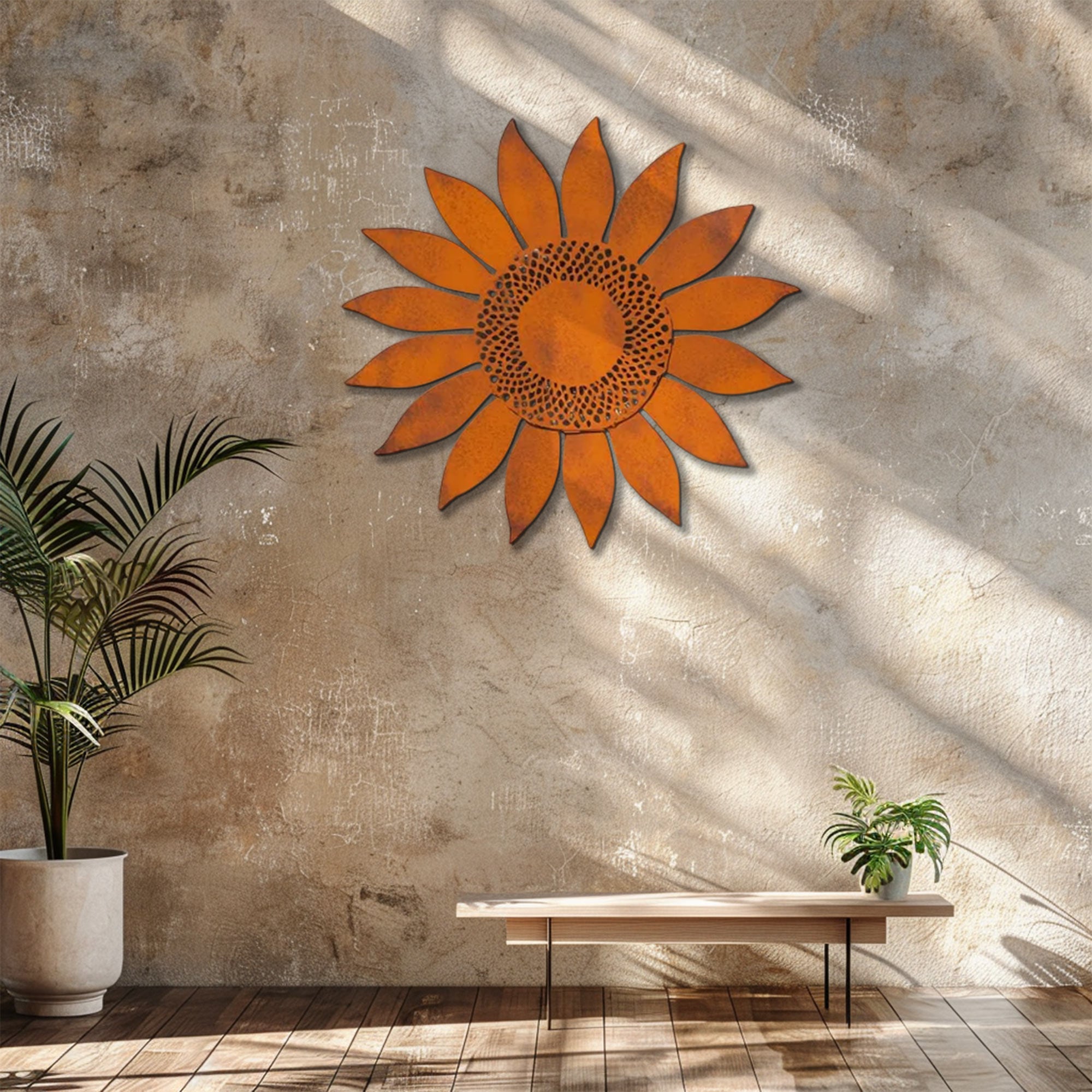 Rustic Sunflower UV printed aluminum metal wall art for outdoor garden patio and farmhouse decor 8