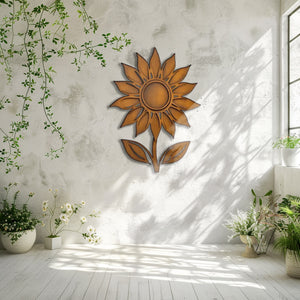 Rustic Sunflower Stem UV printed aluminum metal wall art for outdoor garden patio and farmhouse decor 9