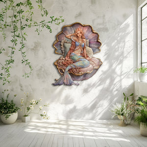 Mermaid Pearl Seashell UV printed aluminum metal wall art for ocean bedroom nursery and beach house decor 9