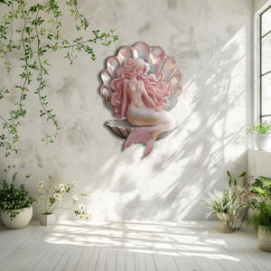 Mermaid Shell UV printed aluminum metal wall art for pastel ocean bedroom nursery and beach house decor 9