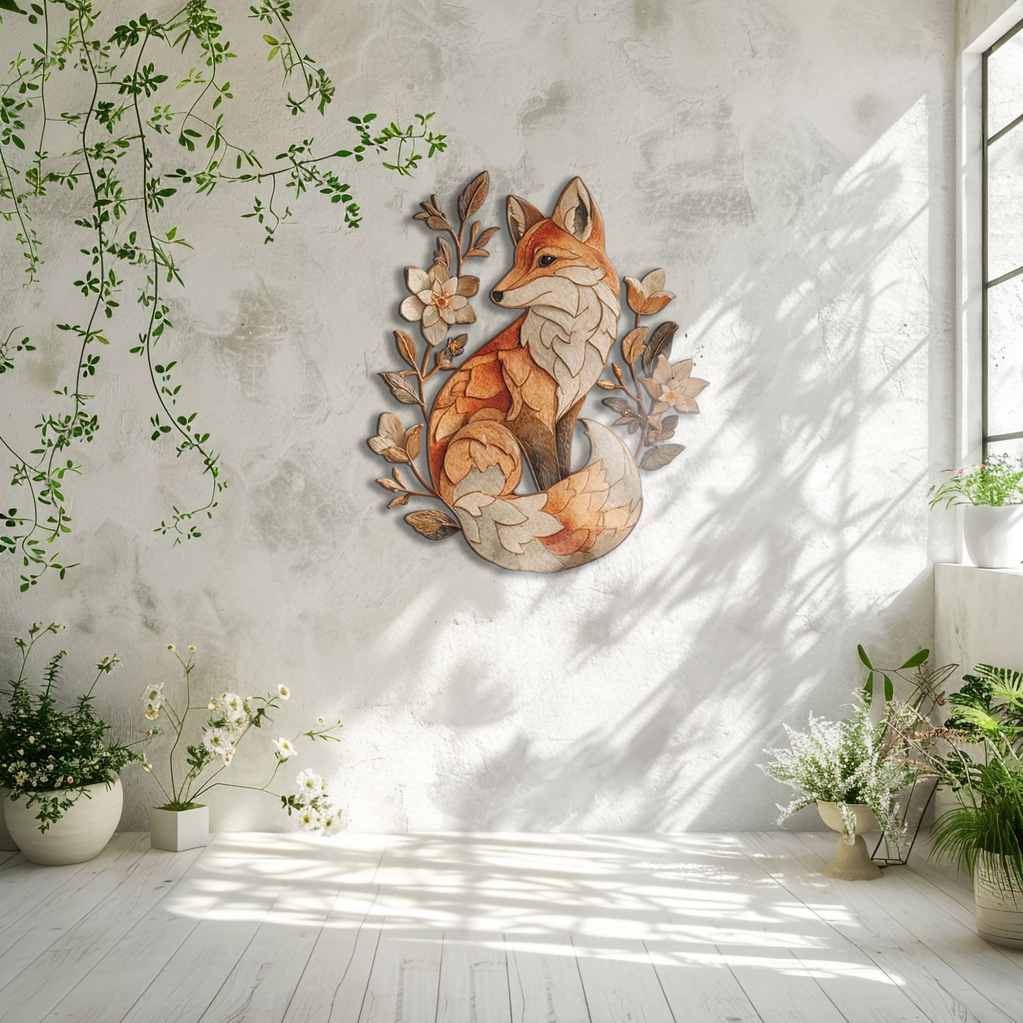 Fox Floral UV printed aluminum metal wall art for woodland living room bedroom and nursery decor 8