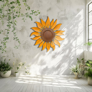Rustic Sunflower Garden UV printed aluminum metal wall art for outdoor patio yard and farmhouse decor 9